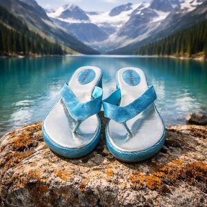 Blue Wedge Sandals Charles Albert